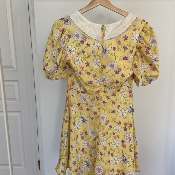 LEDIN Yellow Mini Floral Spring Dress - Picture 6 of 6